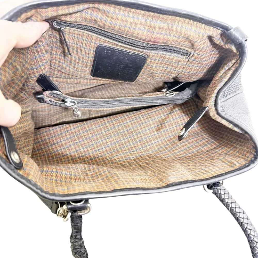 Brighton Vintage Leather Woven Satchel‎ Black